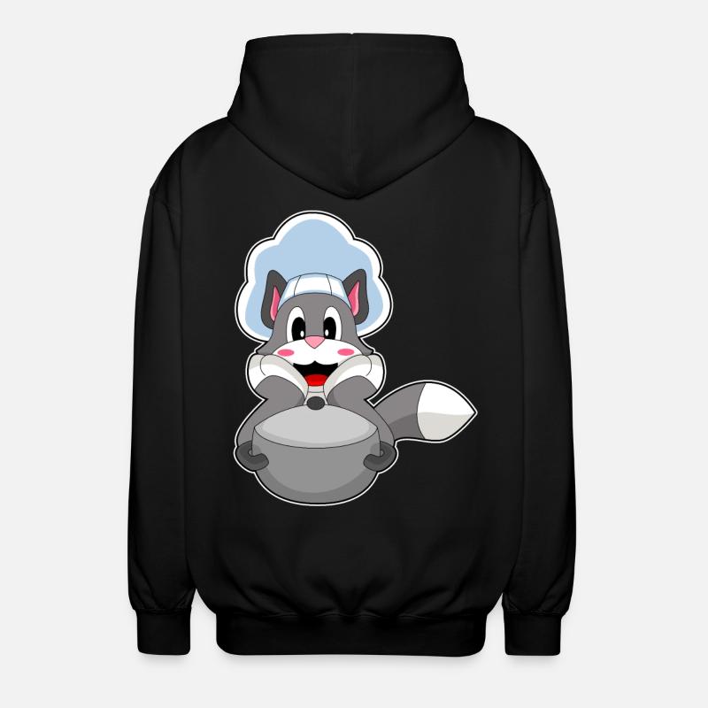 Cat Cook Cooking Pot - Unisex Hooded Jacket - black