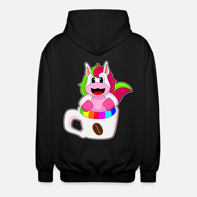 Einhorn Kaffee Kaffeebecher - Unisex Kapuzenjacke - Schwarz