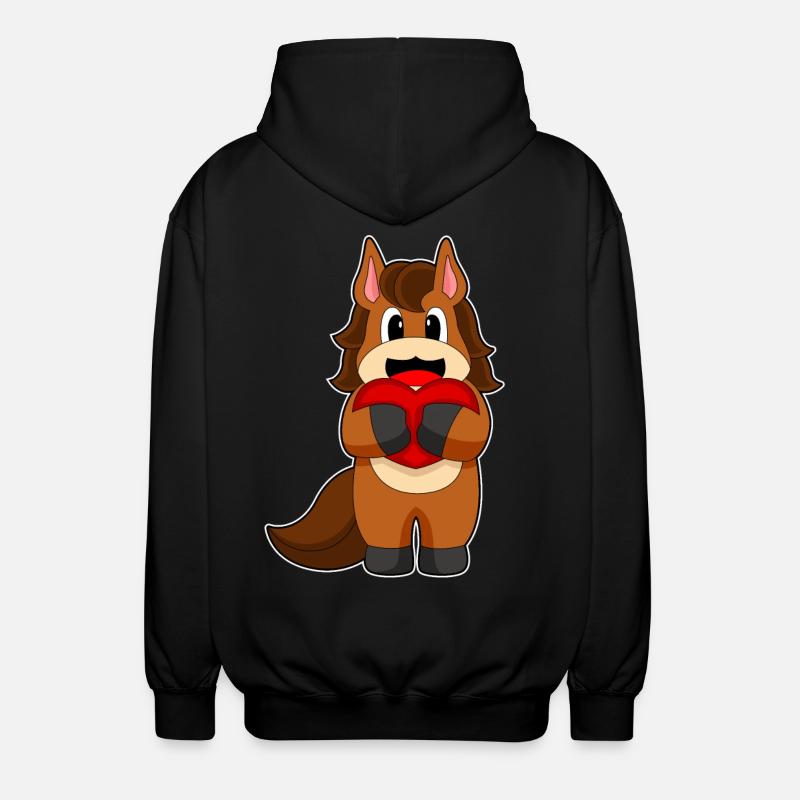 Pferd Herz - Unisex Kapuzenjacke - Schwarz