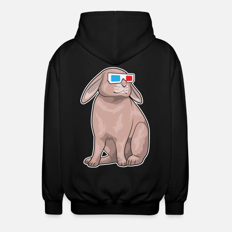 Rabbit Glasses - Unisex Hooded Jacket - black