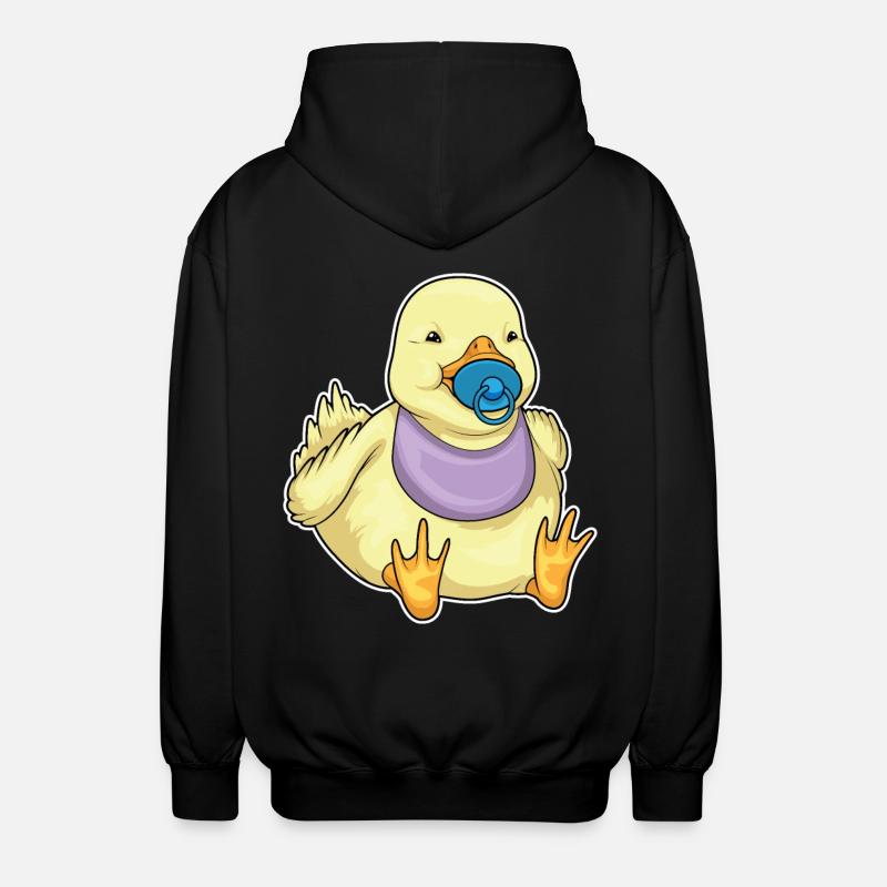 Duck pacifier bib - Unisex Hooded Jacket - black