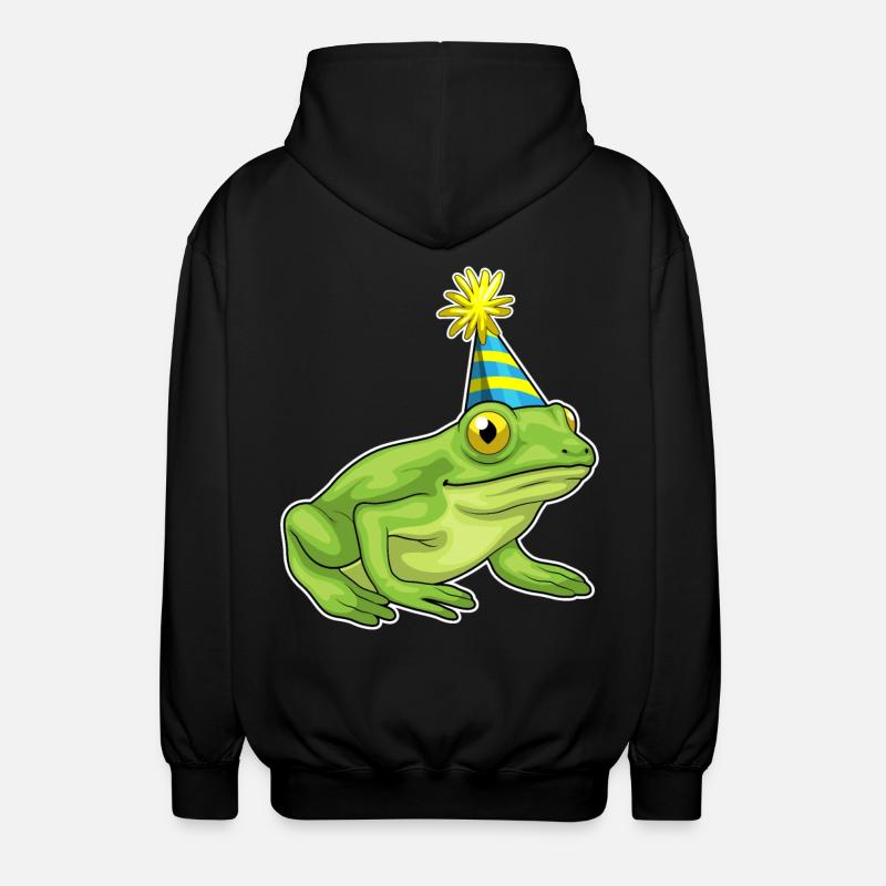 Frog Party Party Hat - Unisex Hooded Jacket - black