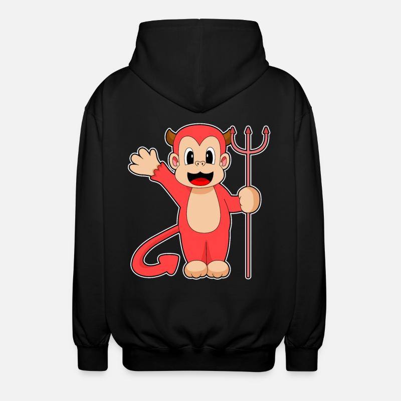 Monkey Halloween Devil Trident - Unisex Hooded Jacket - black