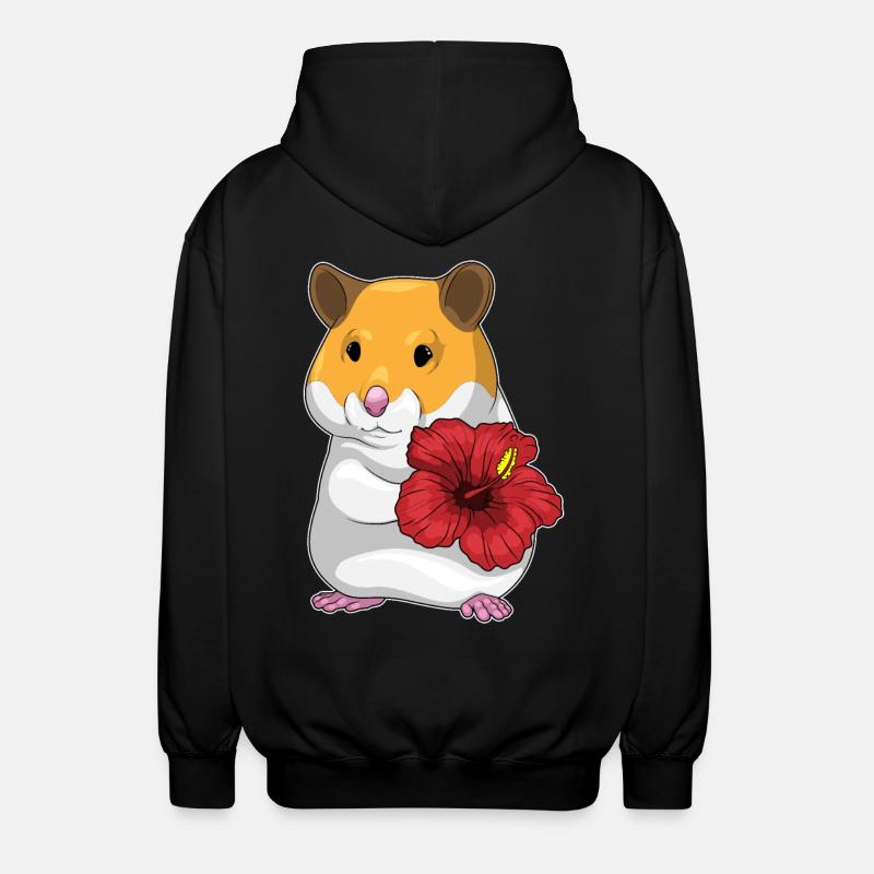 Hamster Hibiskus Blumen - Unisex Kapuzenjacke - Schwarz