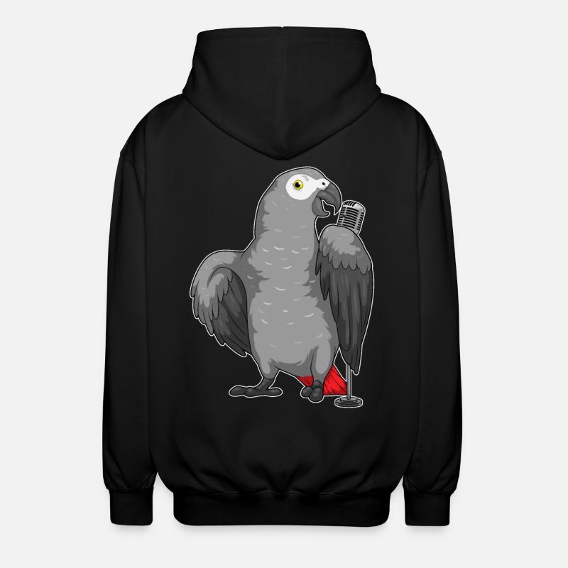 Parrot Singer Microphone Music - Unisex Hooded Jacket - black