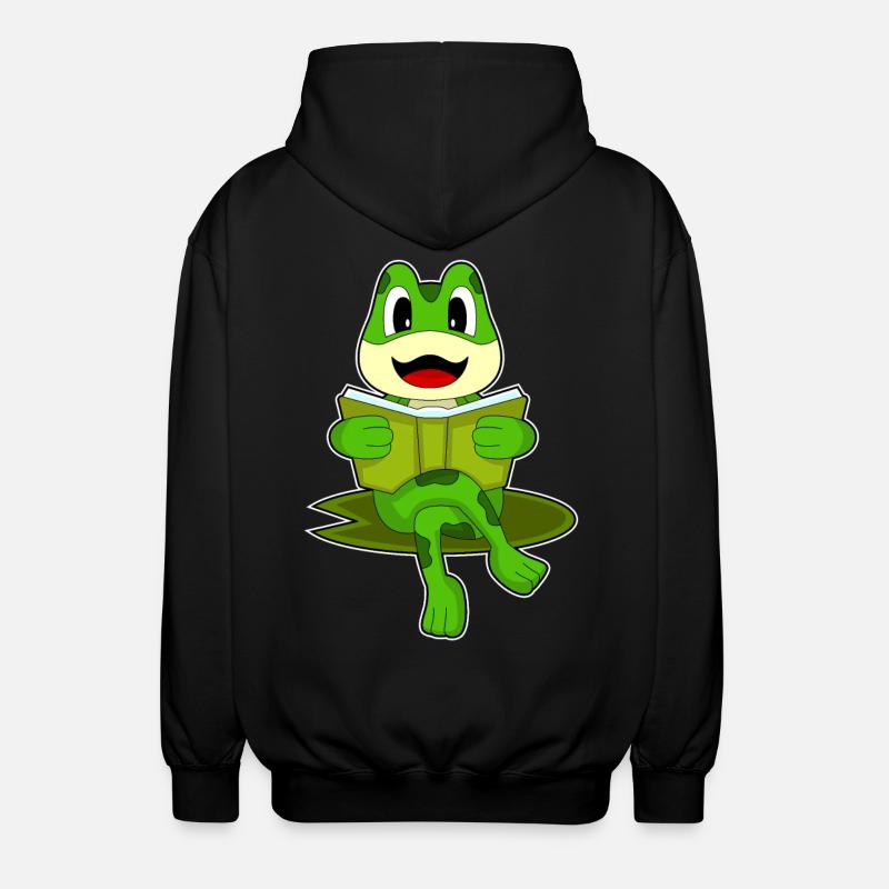 Frosch Nerd Buch - Unisex Kapuzenjacke - Schwarz