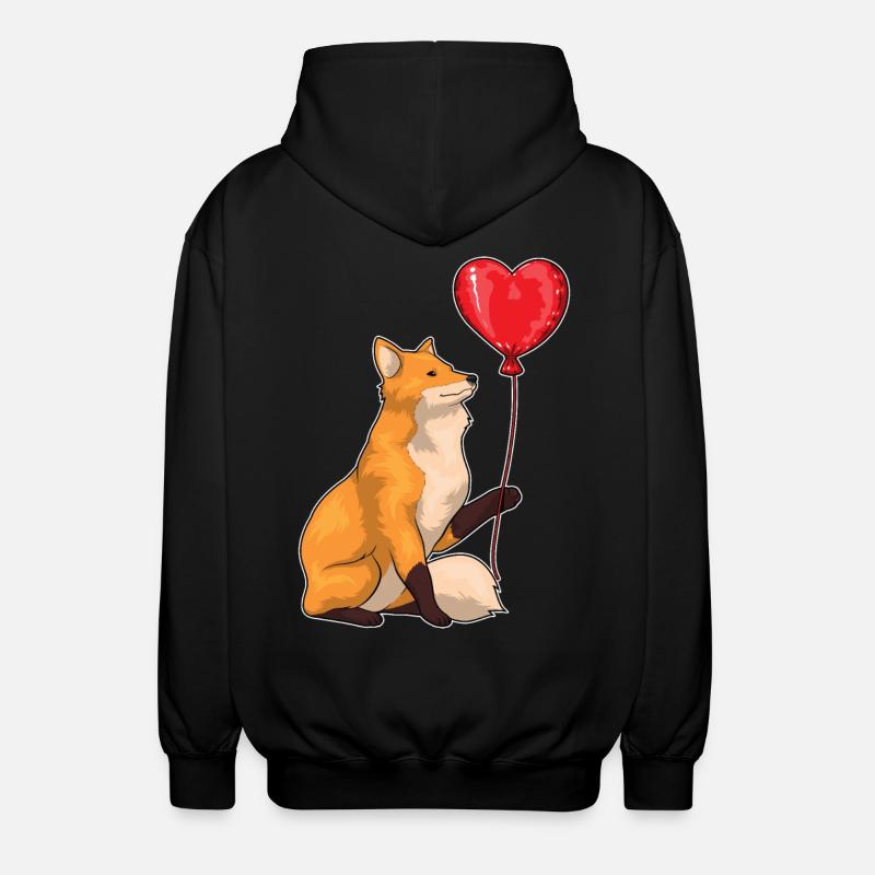 Fox Heart Balloon - Unisex Hooded Jacket - black