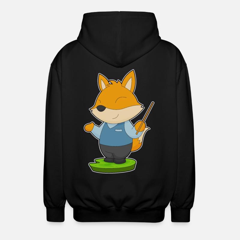 Fox Teacher Pointer - Unisex Hooded Jacket - black