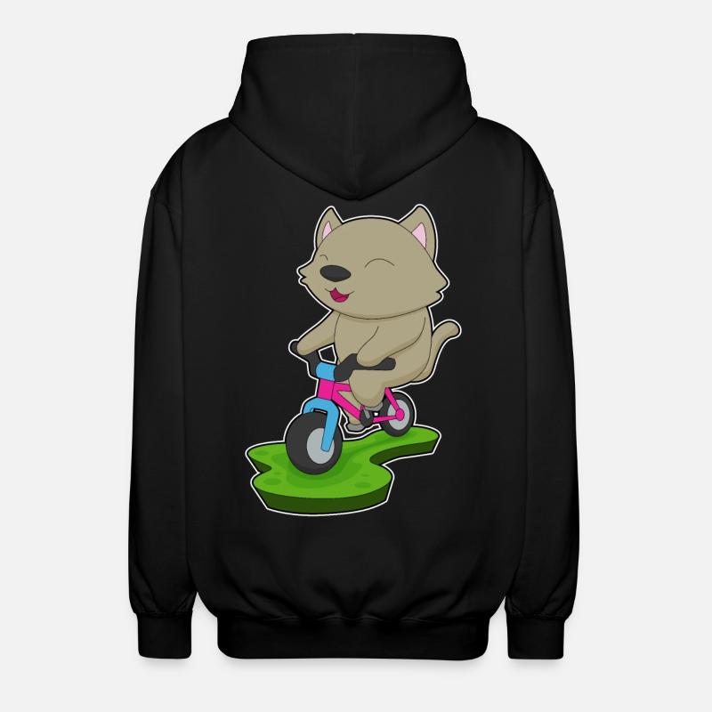 Cat Bicycle - Unisex Hooded Jacket - black