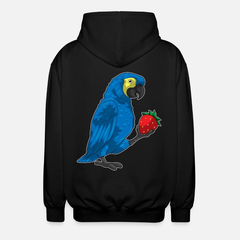 Parrot Strawberry Fruit - Unisex Hooded Jacket - black