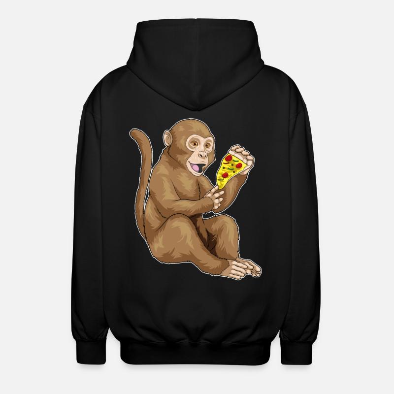 Affe Pizza - Unisex Kapuzenjacke - Schwarz