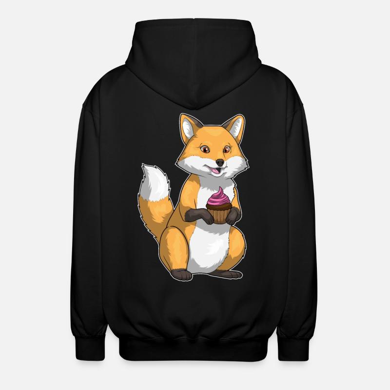 Fox Birthday Cupcake - Unisex Hooded Jacket - black