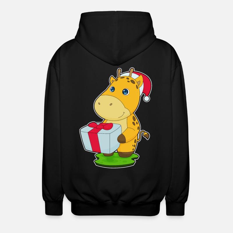 Giraffe Christmas Package - Unisex Hooded Jacket - black
