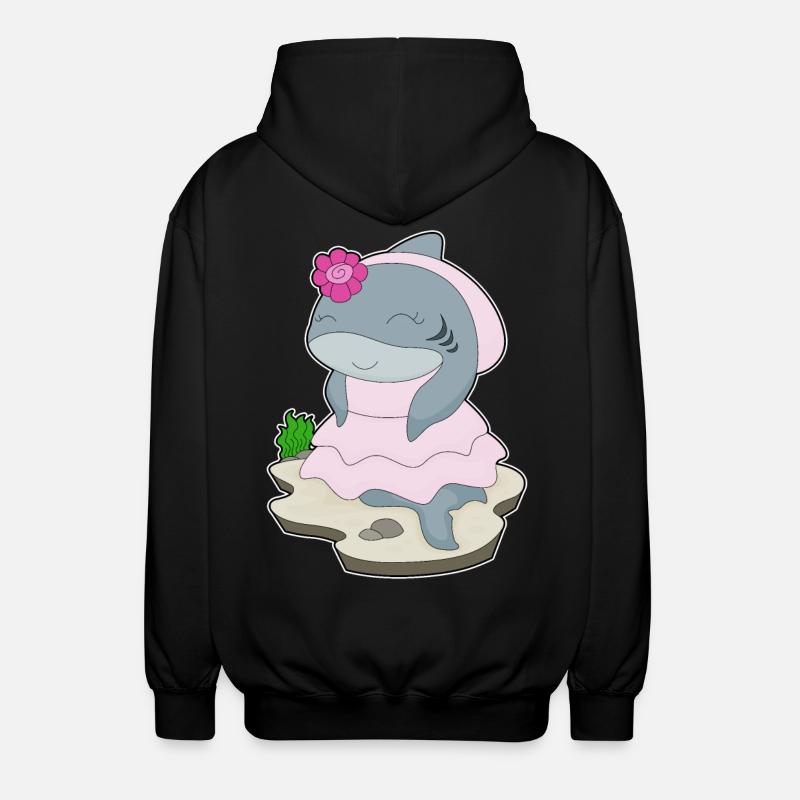 Shark Bride Flower Wedding - Unisex Hooded Jacket - black
