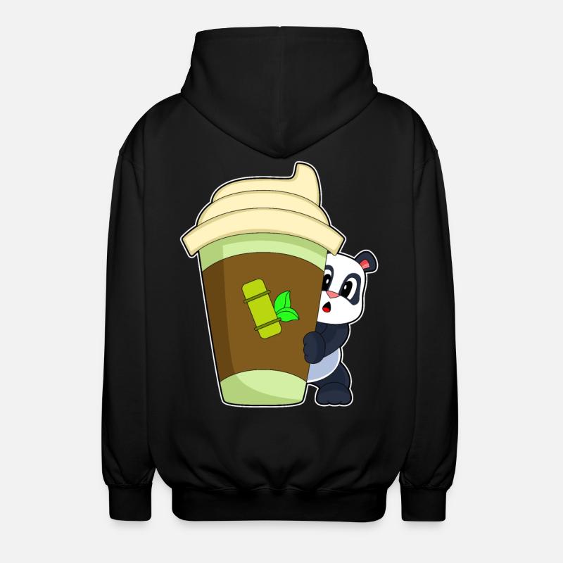 Panda Coffee to go - Unisex Hooded Jacket - black