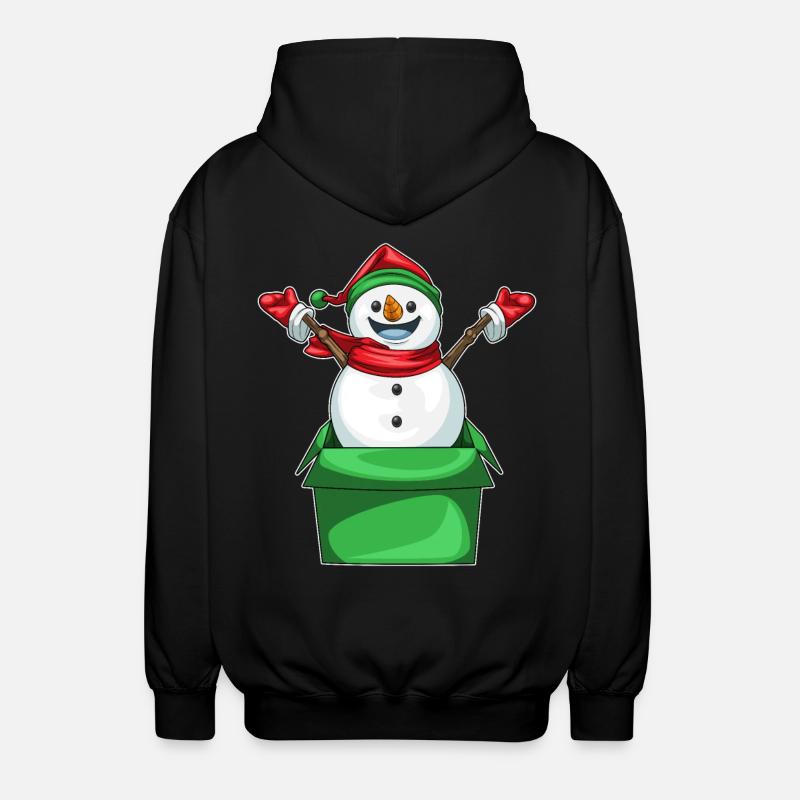Snowman Christmas Crate - Unisex Hooded Jacket - black