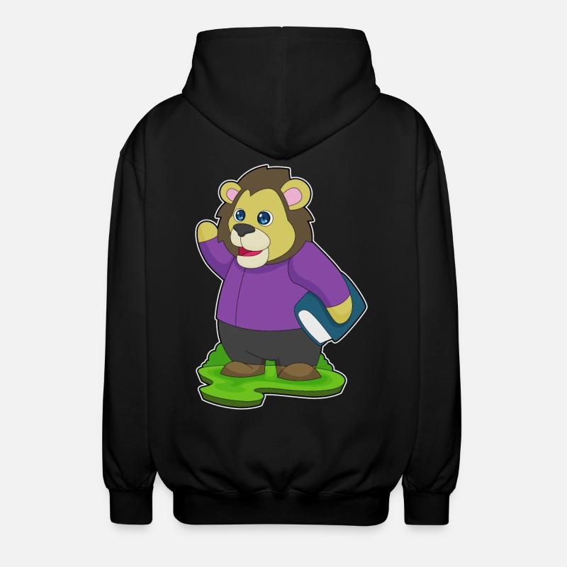 Lion Nerd Book - Unisex Hooded Jacket - black