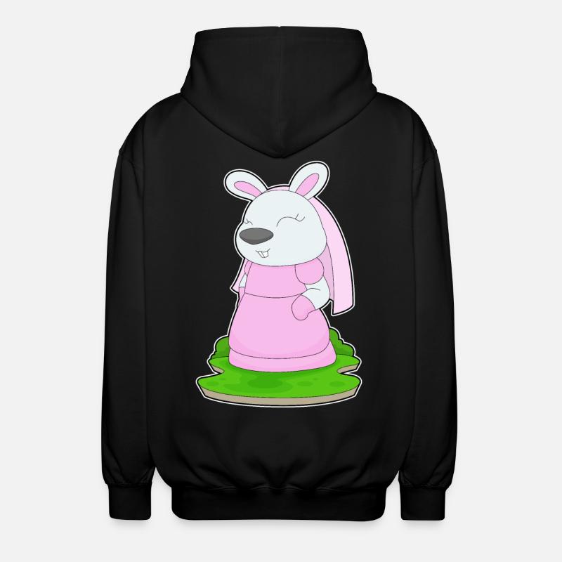 Bunny Bridal Veil Wedding - Unisex Hooded Jacket - black