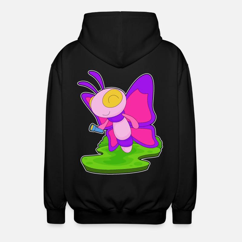 Butterfly Flashlight - Unisex Hooded Jacket - black