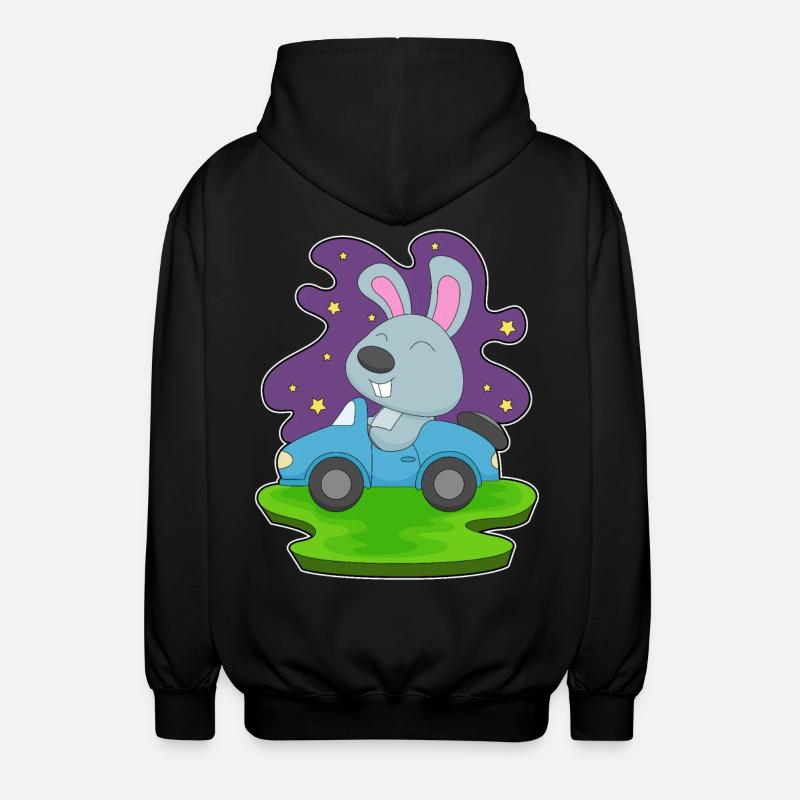 Rabbit Car - Unisex Hooded Jacket - black