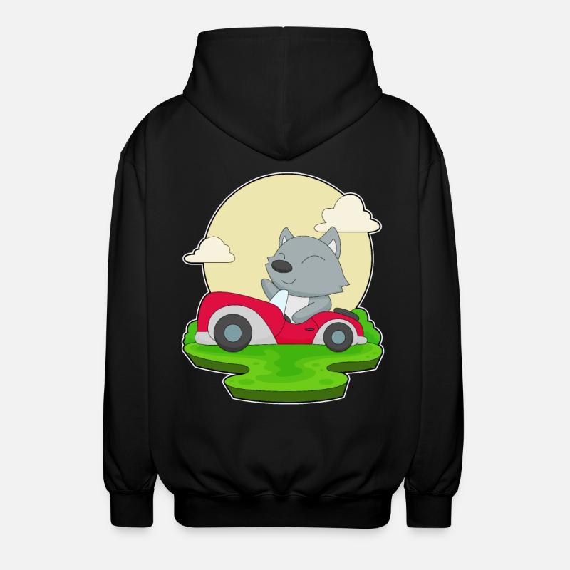 Katze Auto - Unisex Kapuzenjacke - Schwarz