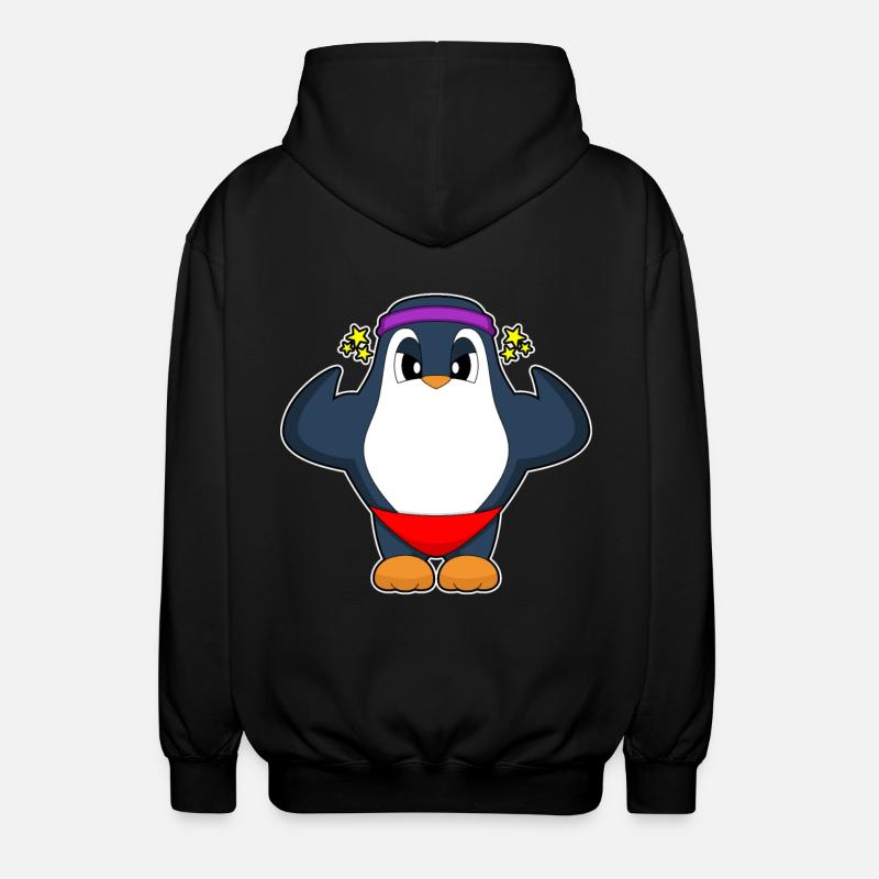 Penguin Bodybuilder Musculation - Veste à capuche unisexe - noir