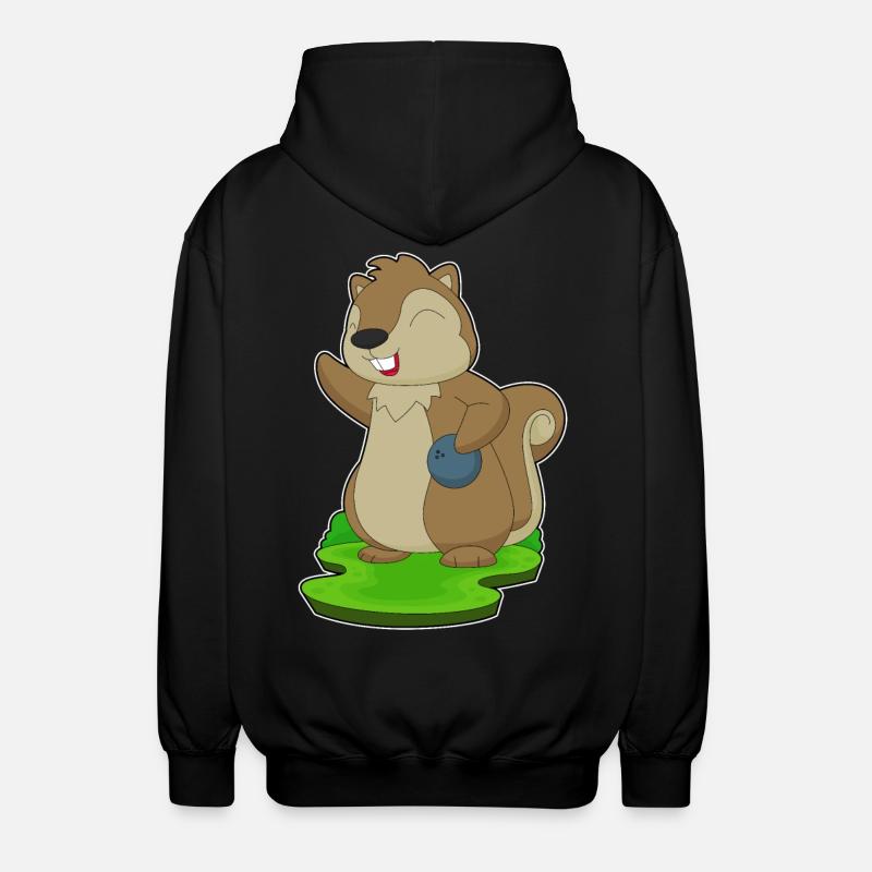 Squirrel Bowling Bowling Ball - Unisex Hooded Jacket - black