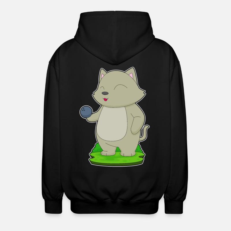 Cat Bowling Bowling Ball - Unisex Hooded Jacket - black
