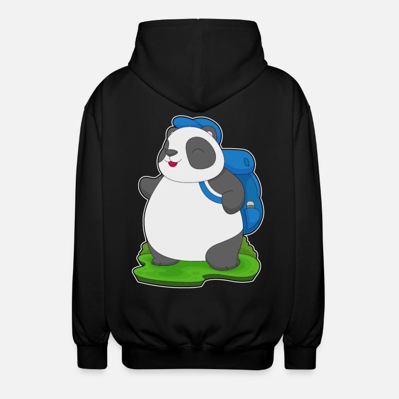 Panda Wanderer Backpack - Unisex Hooded Jacket - black