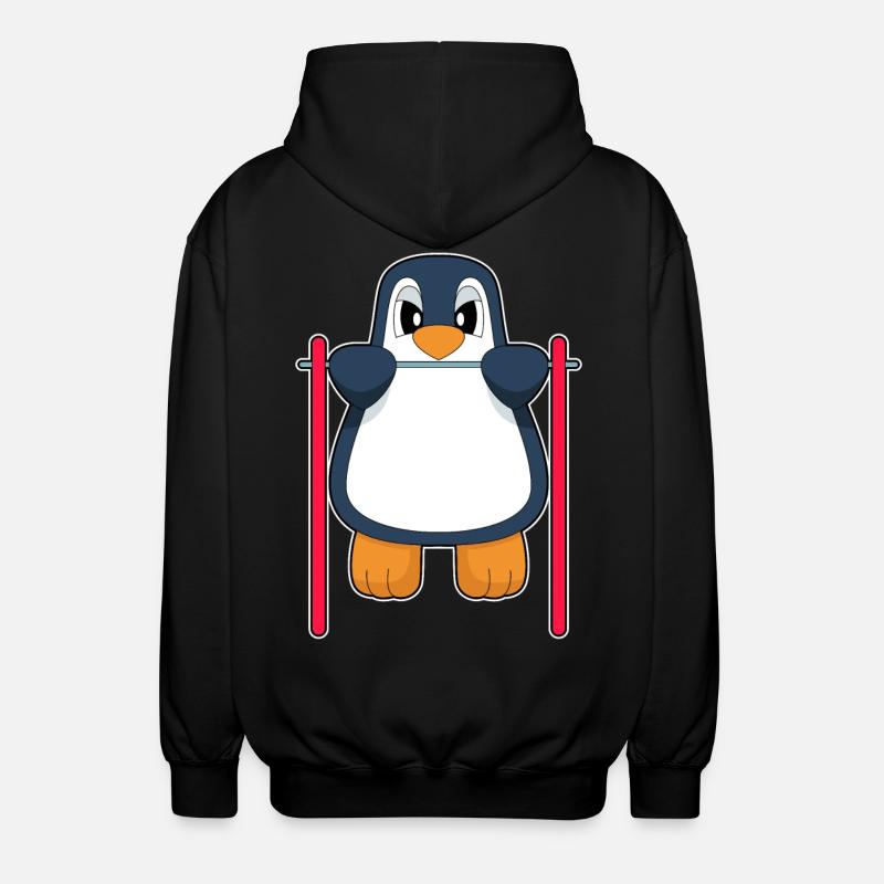 Penguin Bodybuilder Pull-ups - Unisex Hooded Jacket - black
