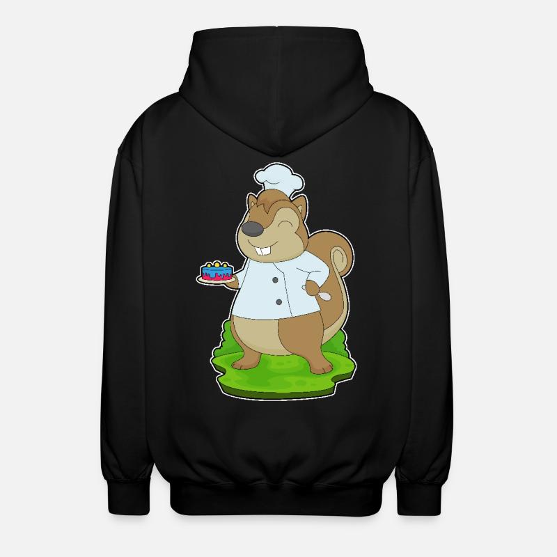 Squirrel Birthday Chef - Unisex Hooded Jacket - black