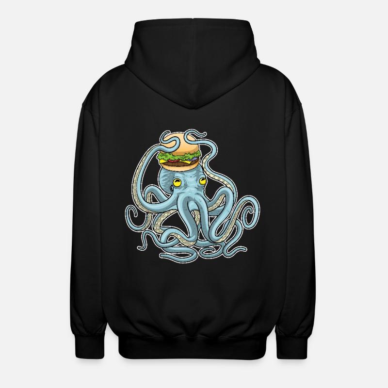 Krake Cheeseburger - Unisex Kapuzenjacke - Schwarz