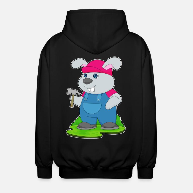Marteau de charpentier de lapin - Veste à capuche unisexe - noir