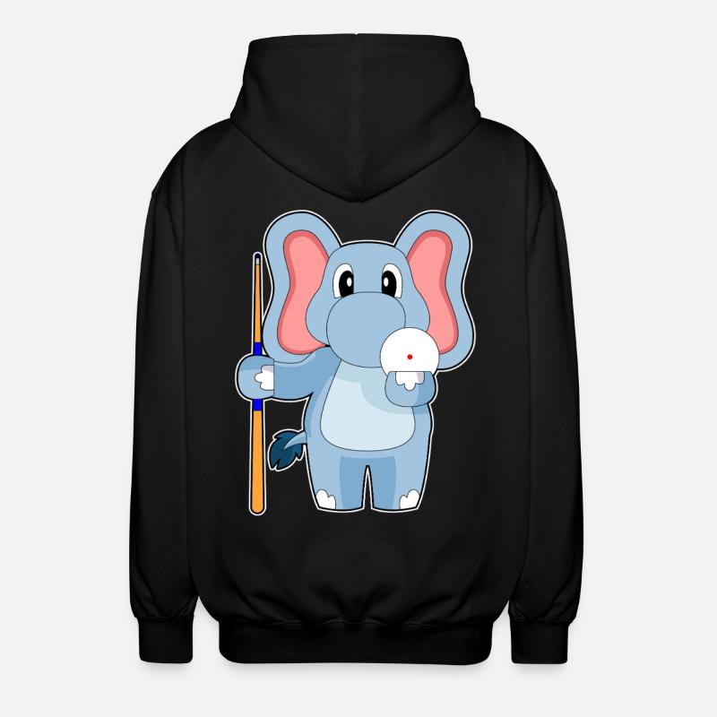 Elephant Billiard Cue - Unisex Hooded Jacket - black