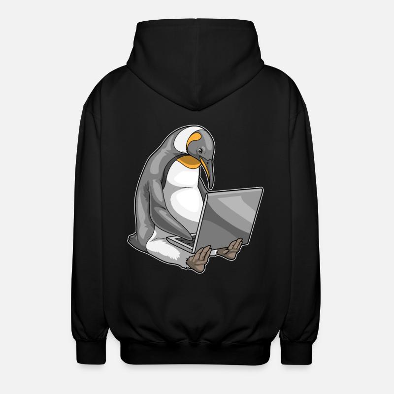 Penguin Laptop - Unisex Hooded Jacket - black