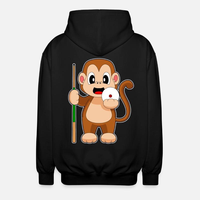 Affe Billiard Queue - Unisex Kapuzenjacke - Schwarz