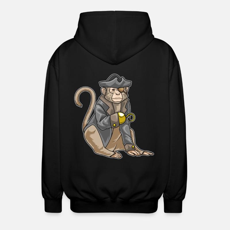 Monkey Pirate Hook Hand - Unisex Hooded Jacket - black