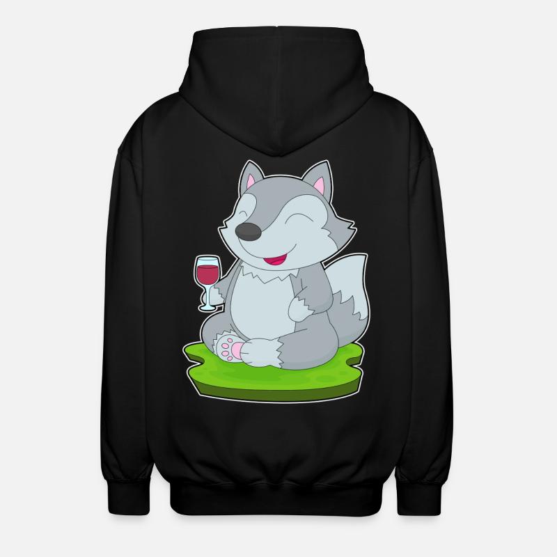 Wolf Red Wine - Unisex Hooded Jacket - black