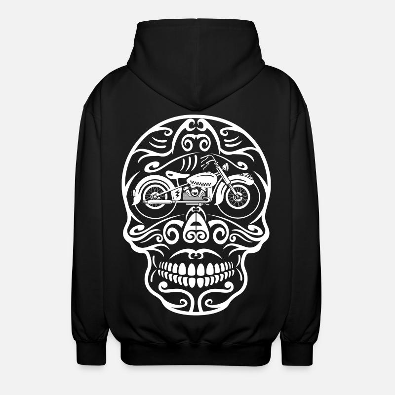 Skull Retro Motorcycle - Unisex Hooded Jacket - black