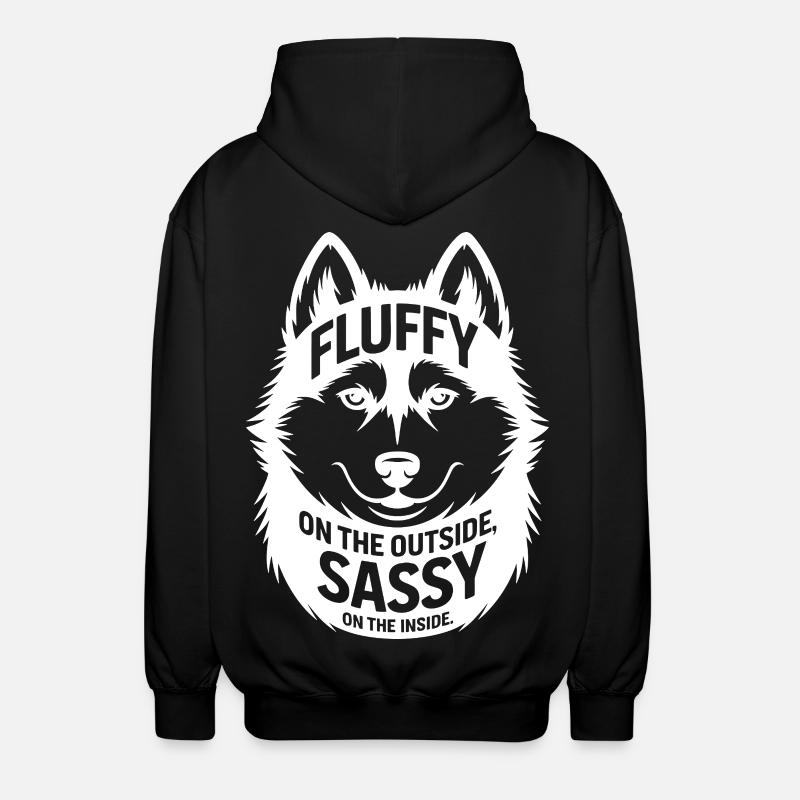 Fluffy Outside Sassy Inside Husky - Unisex Hooded Jacket - black