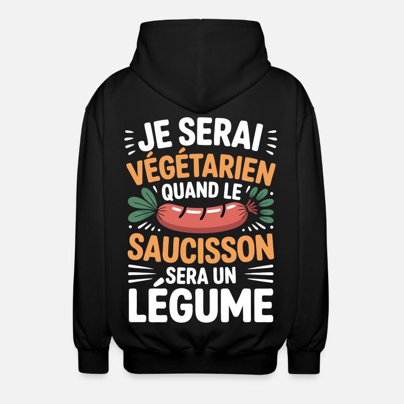 Humor-Wurst – Niemals vegetarisch - Unisex Kapuzenjacke - Schwarz