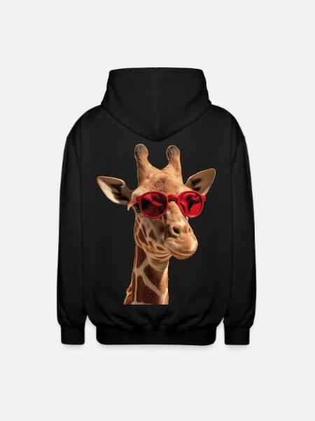Giraffe Sunglasses - Unisex Hooded Jacket - black