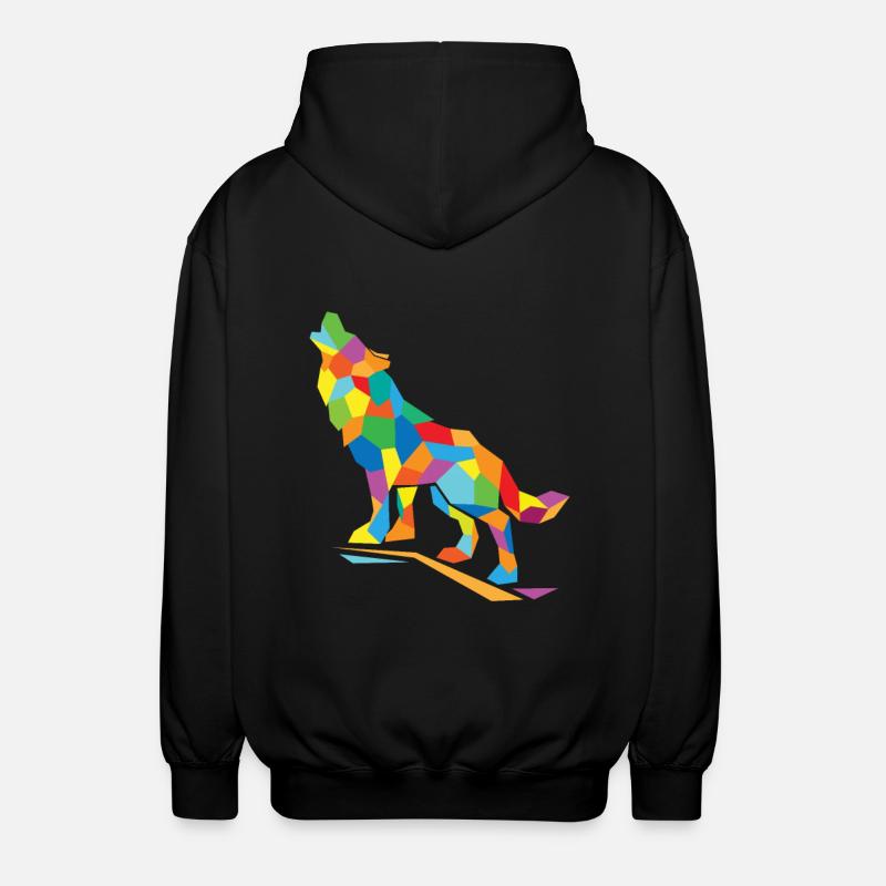 Wolf Polygon - Unisex Kapuzenjacke - Schwarz