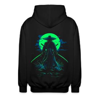 Samurai Swordsman Ronin Warrior Katana - Unisex Hooded Jacket - black - Back - AI Model Male 185 light (185cm)