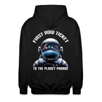 Ticket für die erste Reihe für die Planetenparade - Astronaut - Unisex Kapuzenjacke - Schwarz - Hinten - AI Model Male 185 light (185cm)
