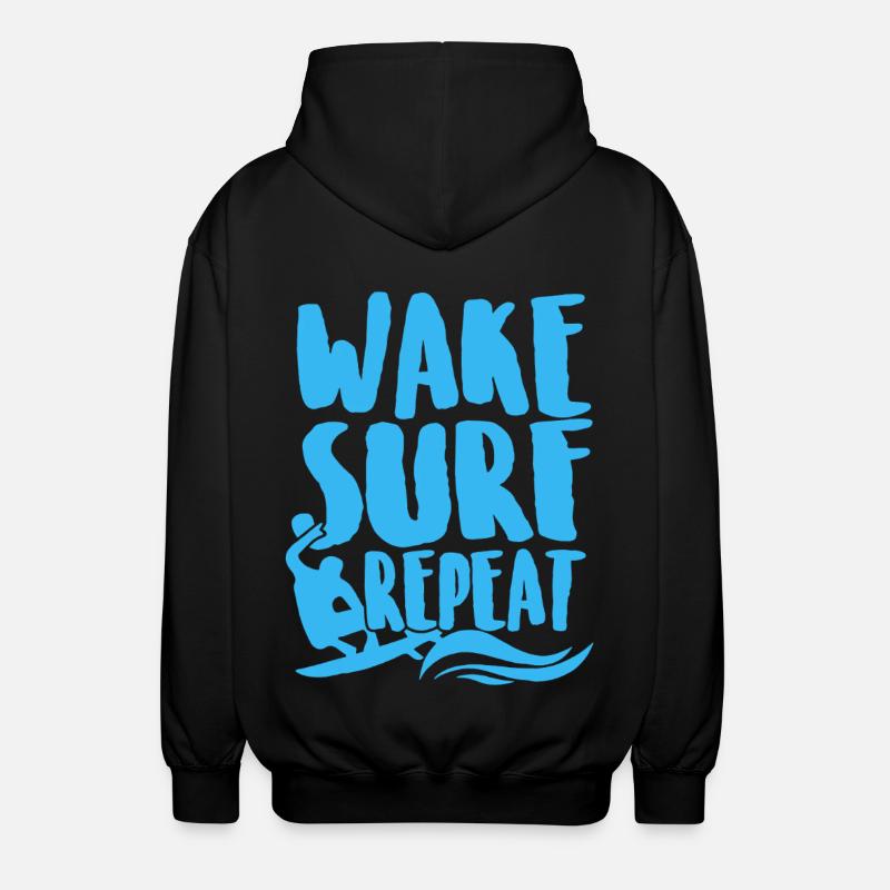 Surfing Wake Surf Repeat - Unisex Hooded Jacket - black