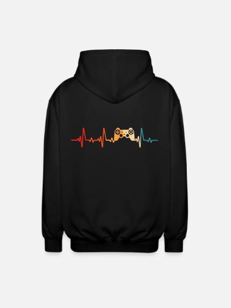 gamer gamer heartbeat console - Unisex Hooded Jacket - black