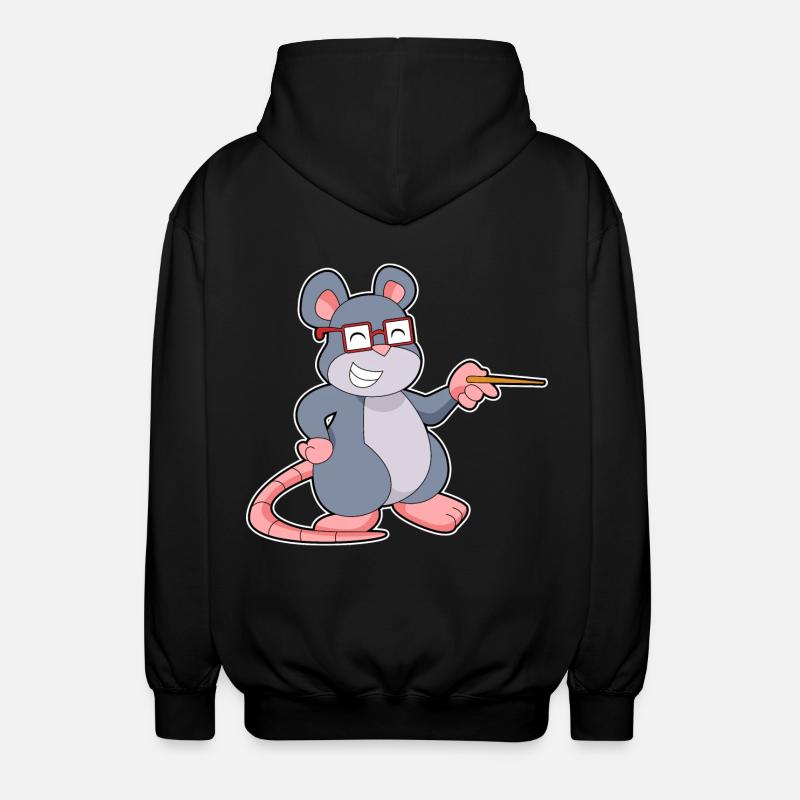 Mouse Teacher Pointer - Unisex Hooded Jacket - black
