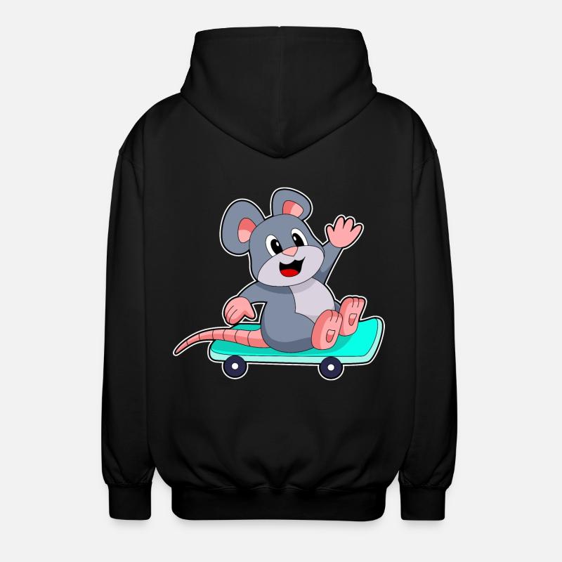 Mouse Skater Skateboard - Unisex Hooded Jacket - black