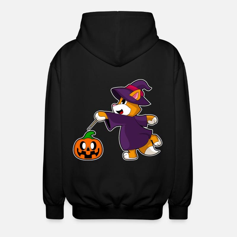 Cat Halloween Witch - Unisex Hooded Jacket - black